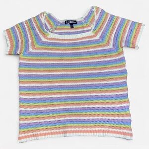 Freshman 1996 Pastel Knit Short Sleeve Top Size L